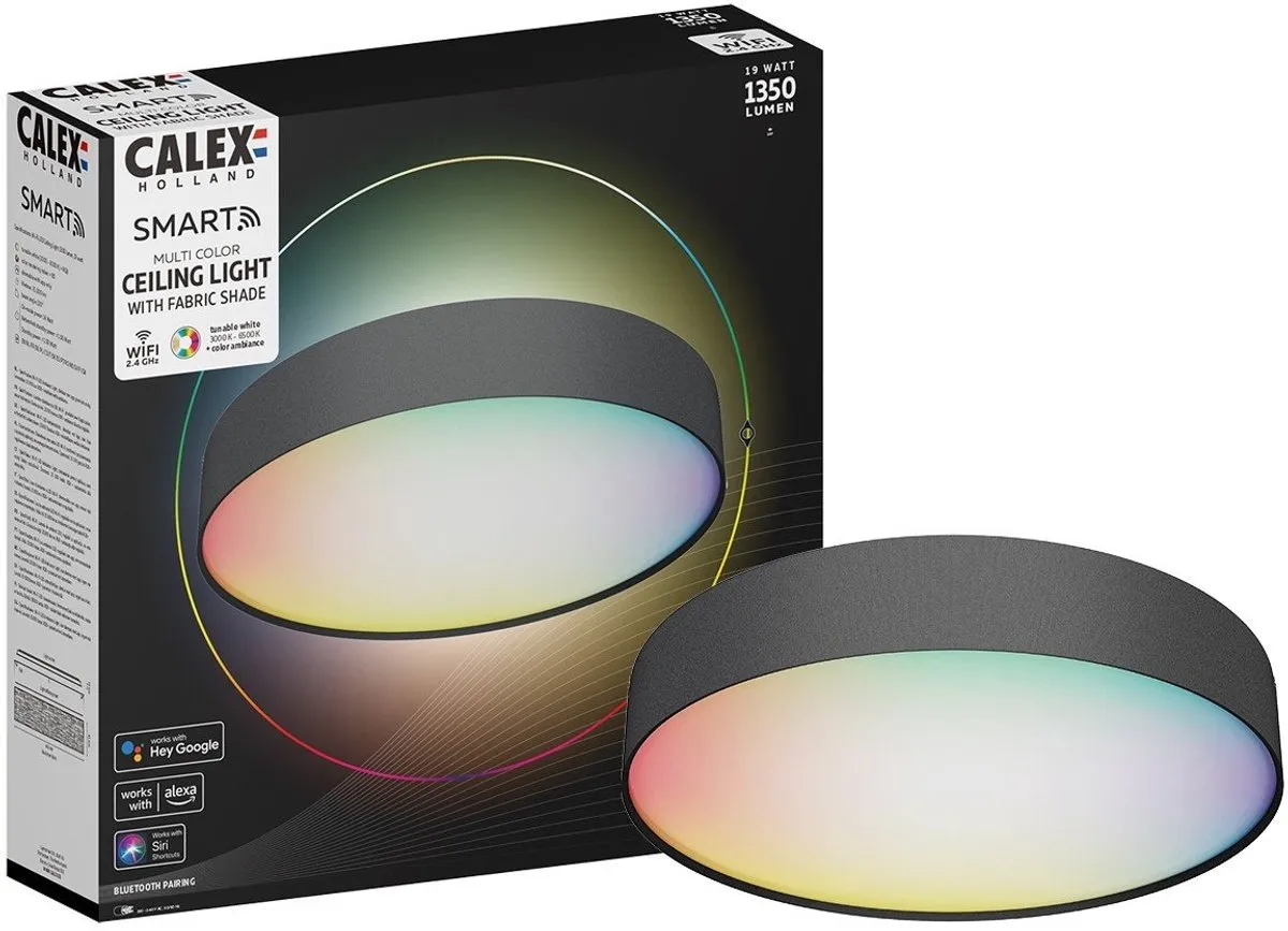 Calex Slimme Plafondlamp 40cm RGBW - Zwart - afbeelding 6 van 6