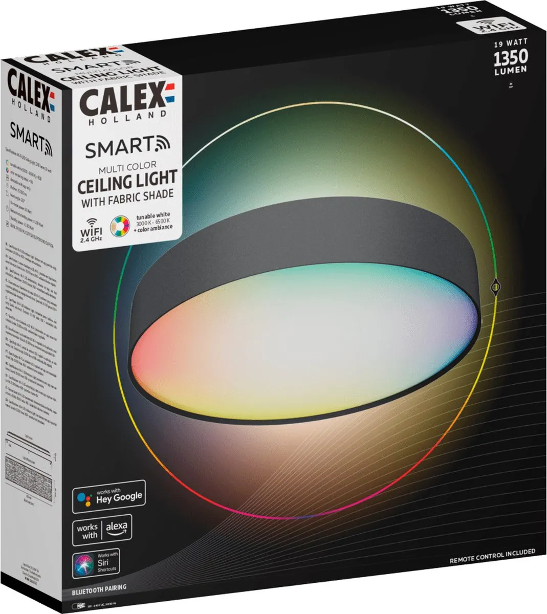 Calex Slimme Plafondlamp 40cm RGBW - Zwart