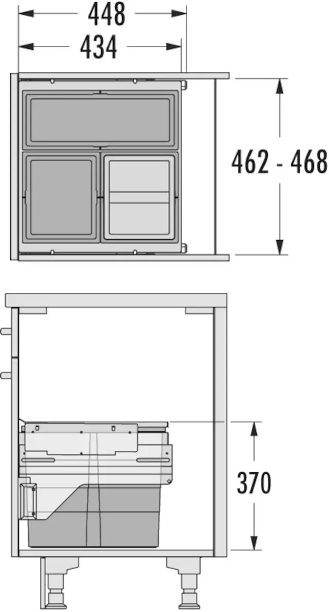 Hailo AS Cargo 3610831 Uittrekbaar Afvalbak Systeem - 43L - Donker Grijs