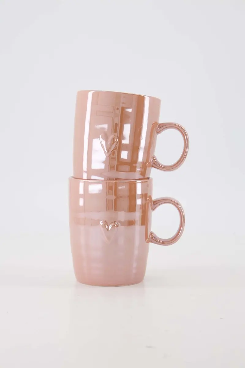 Zusss Cadeauset 2 Theemokken Hartje Parelmoer Roze