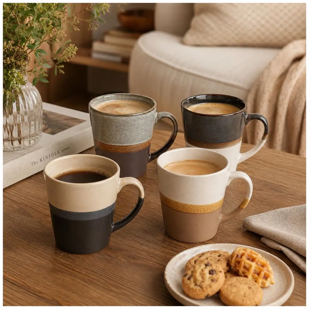 Bellatio Design Rustic Mokken - 4 Stuks 300ml - Keramiek