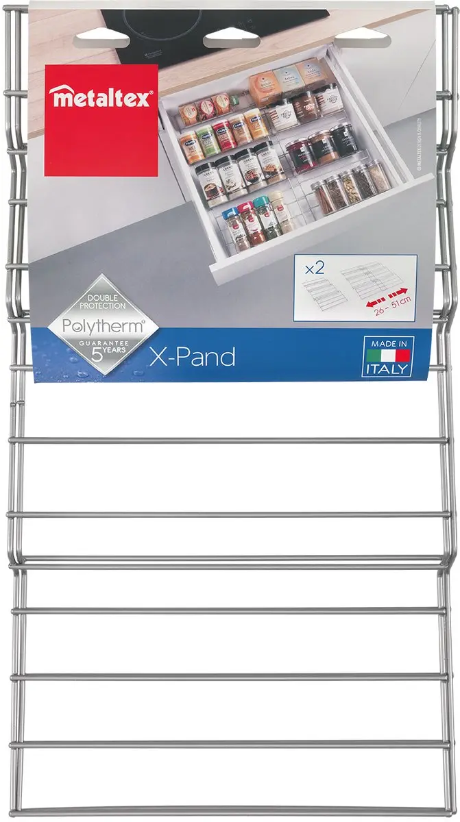 Metaltex X-Pand Kruidenrek Lade 26-51cm - Zilvergrijs