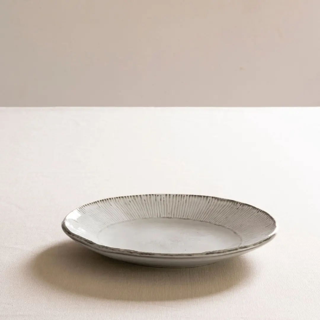 Dutch Rose Organic Borden Ø21,5cm - Stoneware Handgemaakt - Grijs