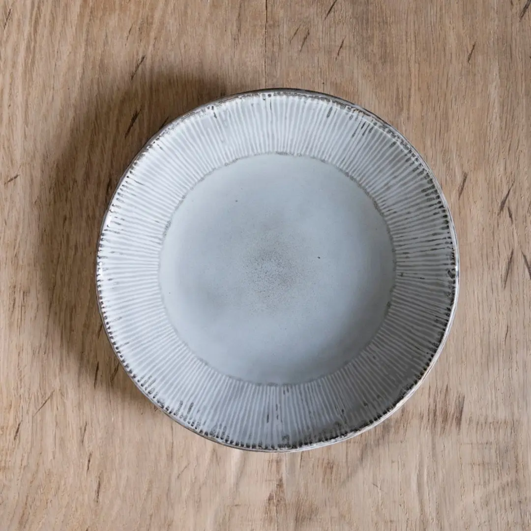 Dutch Rose Organic Borden Ø21,5cm - Stoneware Handgemaakt - Grijs