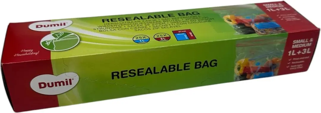 Dumil Herschluitbare Diepvrieszakjes 50 Stuks - 1L & 3L
