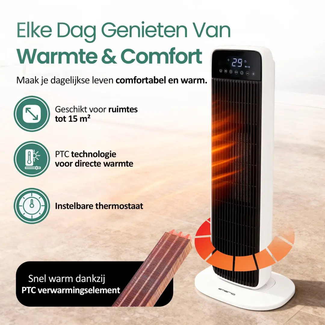 Emerio FH-132333 Ventilator Kachel 2000W - Wit/Zwart