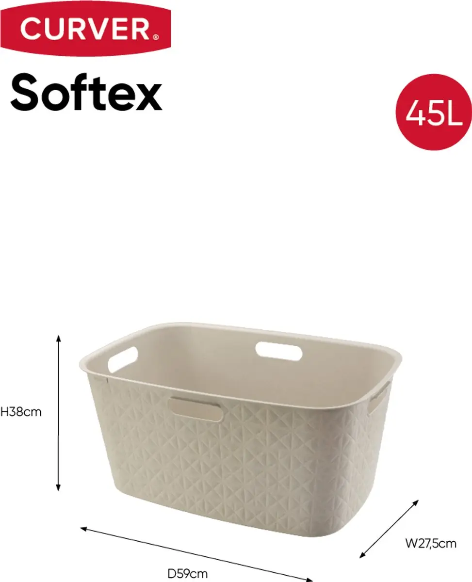 Curver Softex Wasmand 45L - 2 Stuks - 90L - Beige - afbeelding 6 van 6