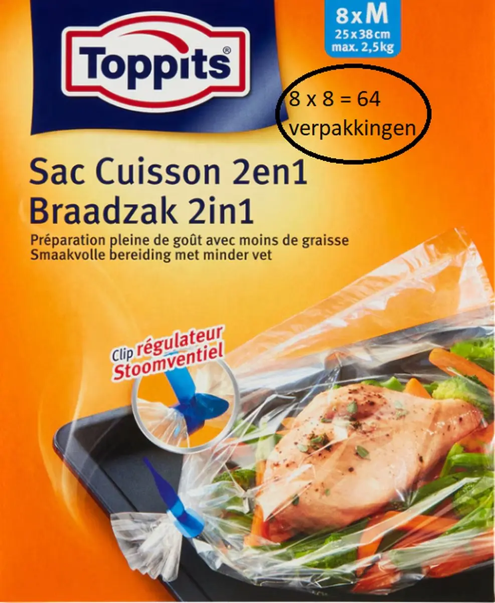 Toppits Braadzakken 64 Stuks
