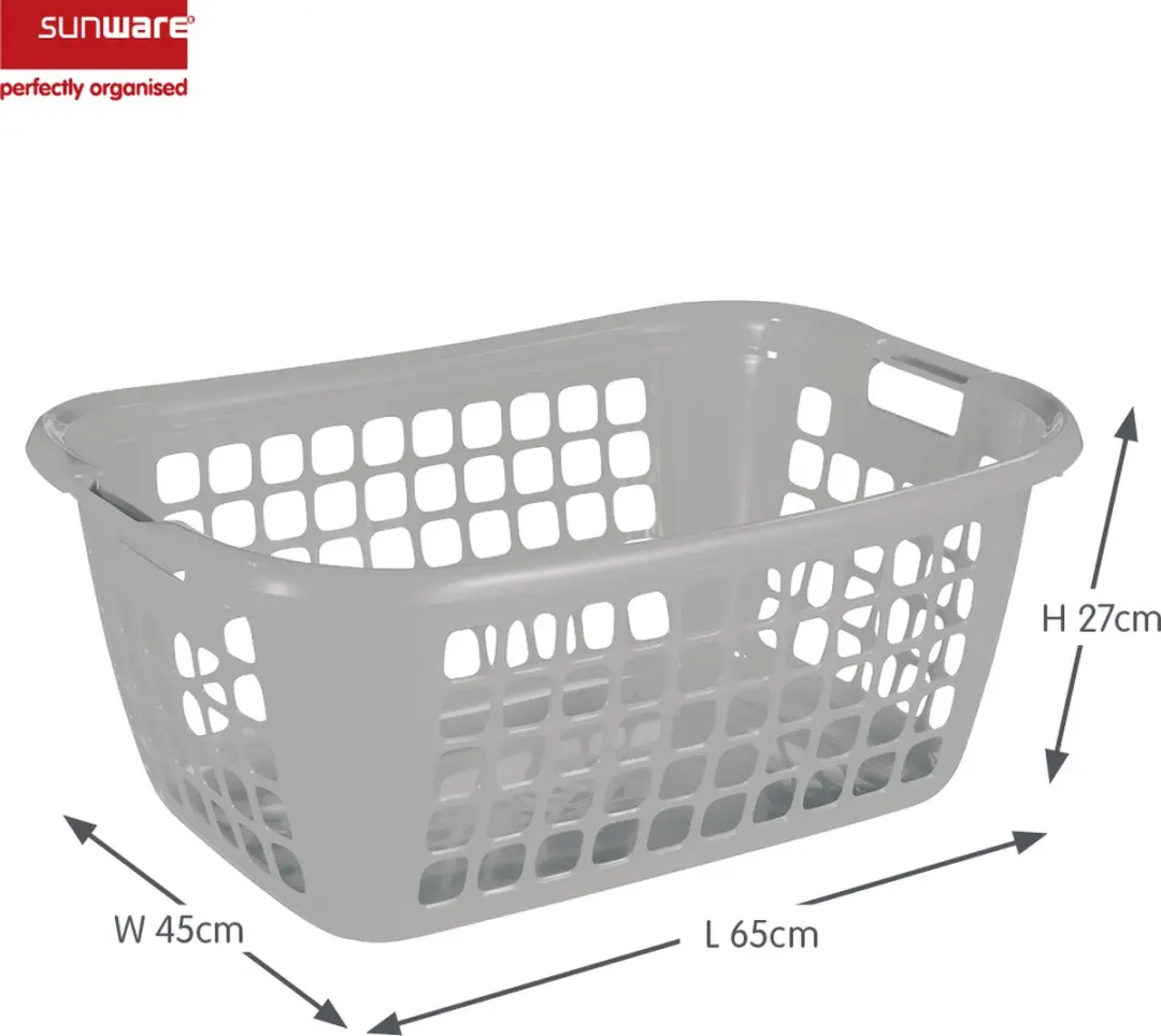Sunware Basic Wasmand 65cm Laag - Grijs - Set van 2