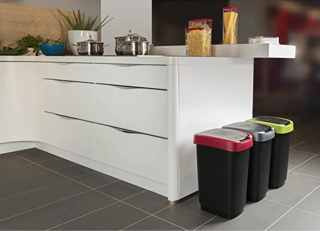 Rotho Twist Afvalbak 25L - Zwart/Zilver - BPA-vrij - 6 Stickers
