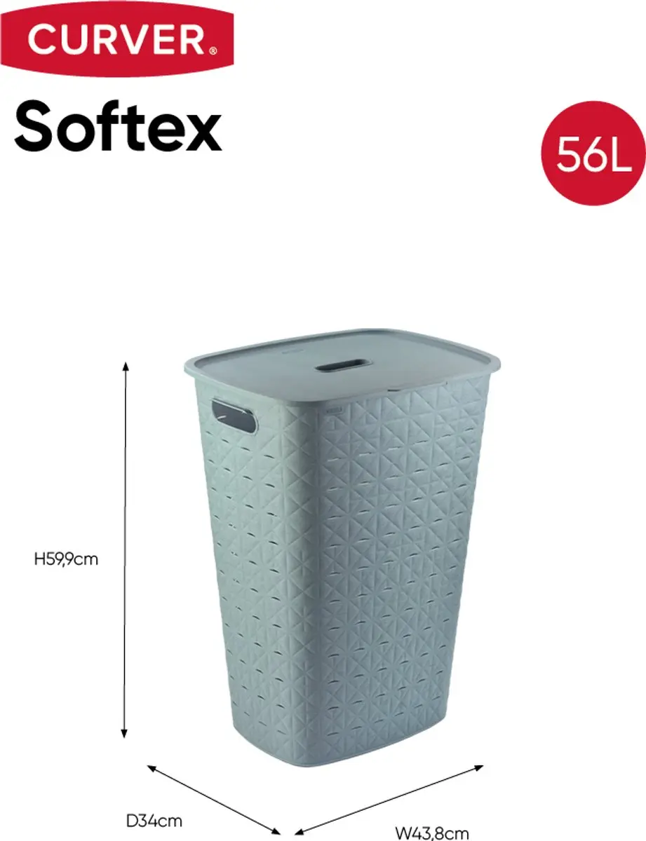 Curver Softex Wasmand 56L - 2 Stuks - Blauw