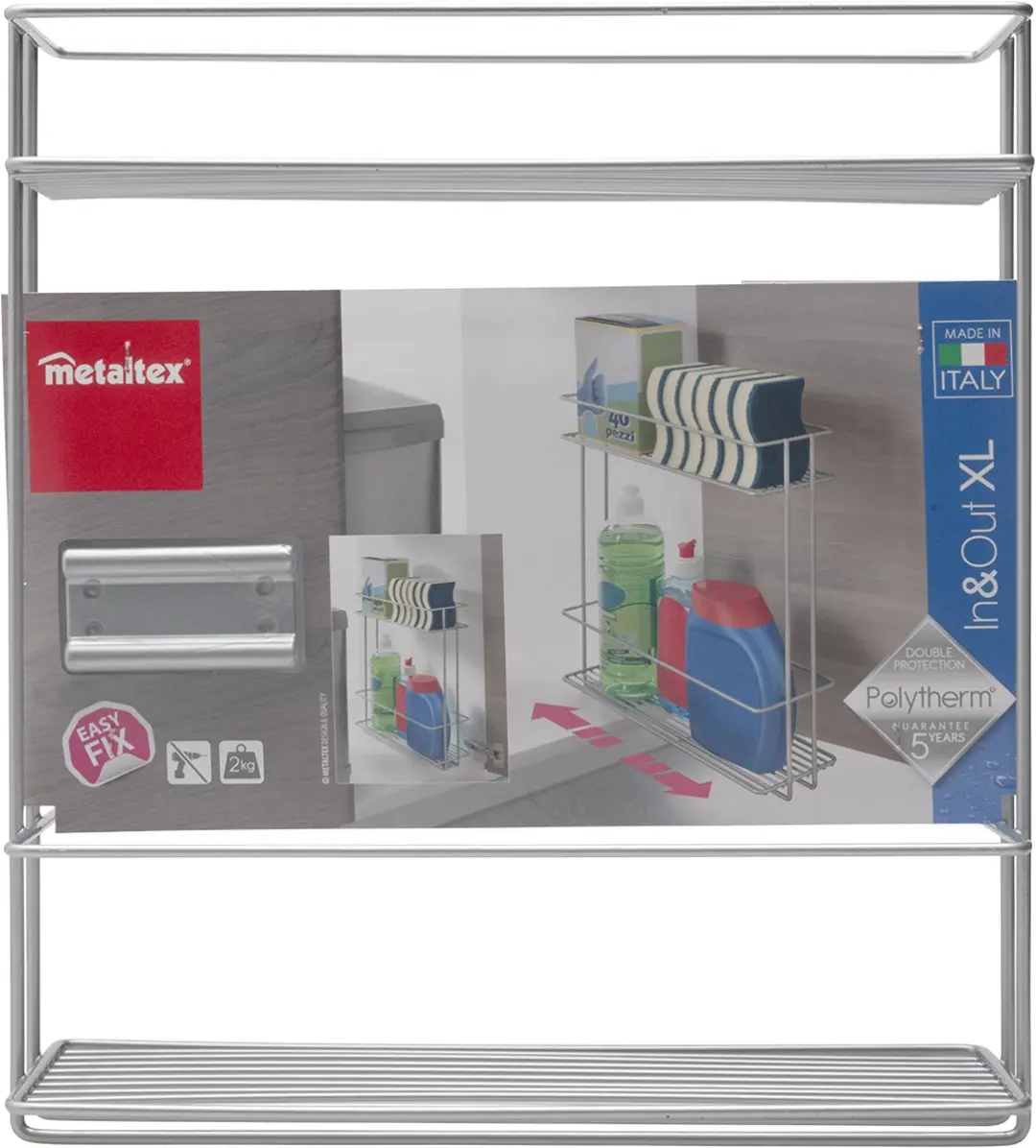 Metaltex Gootsteenkast Organizer Zilvergrijs - Uitschuifbaar