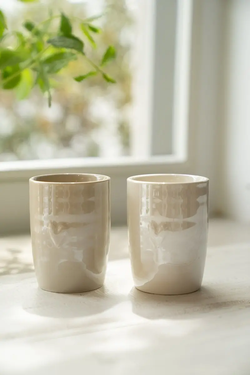 Zusss Cadeauset Koffiemokken Parelmoer Hartje Zand - 2 Stuks