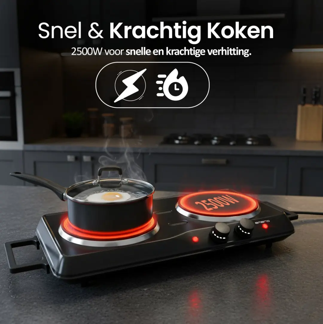 Emerio HP-114482.7 Elektrische Kookplaat 2500W - 2 Pits - Zwart