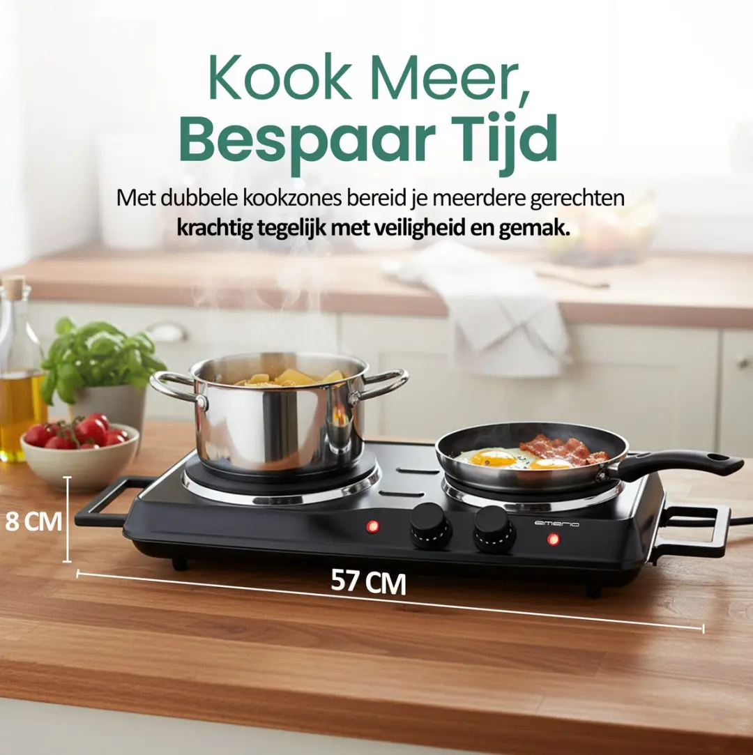 Emerio HP-114482.7 Elektrische Kookplaat 2500W - 2 Pits - Zwart - afbeelding 6 van 6