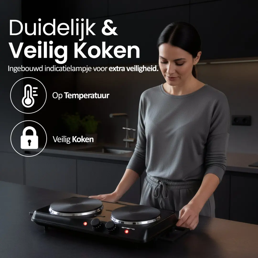 Emerio HP-114482.7 Elektrische Kookplaat 2500W - 2 Pits - Zwart