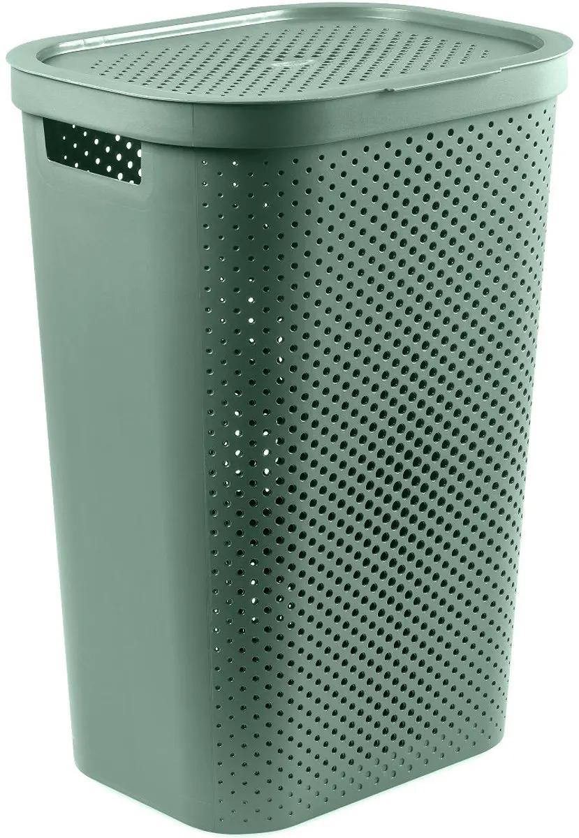Curver Infinity Recycled Wasmand met deksel 60L - Groen - afbeelding 6 van 6