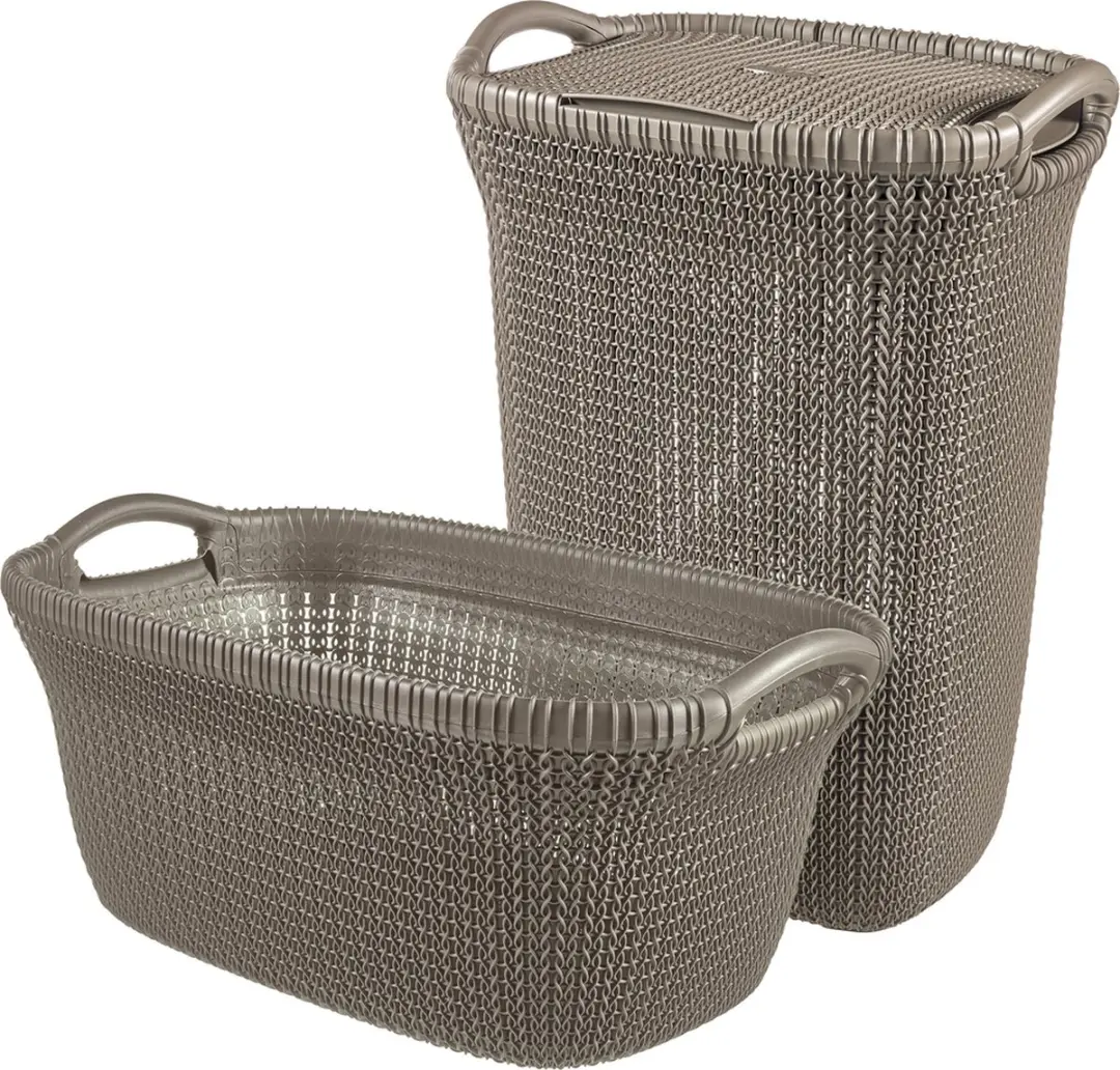 Curver Knit Wasmand met deksel 57L + Wasmand 40L