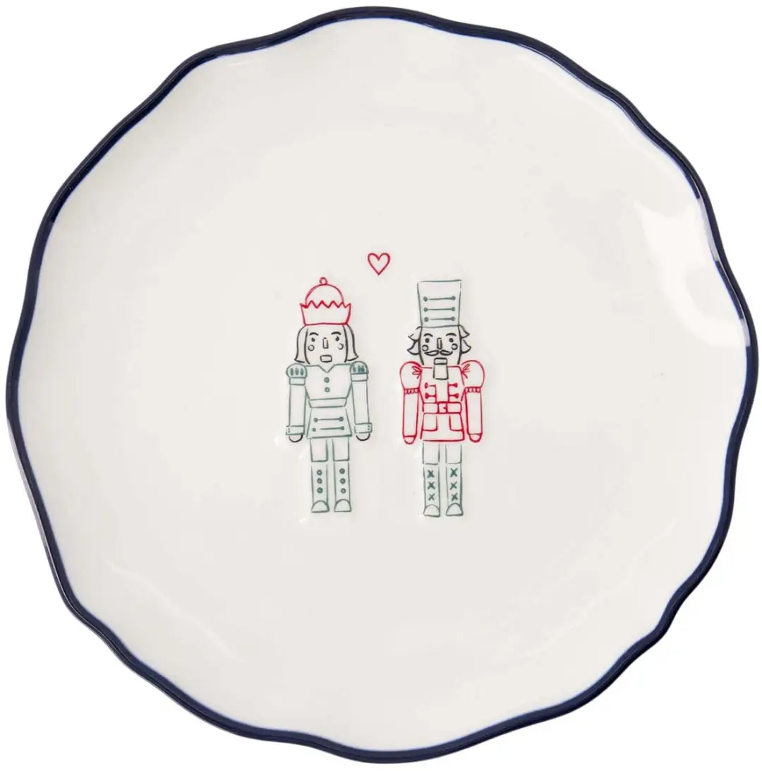 Zusss Serveerschaal Notenkraker Keramiek - Wit/Donkerblauw