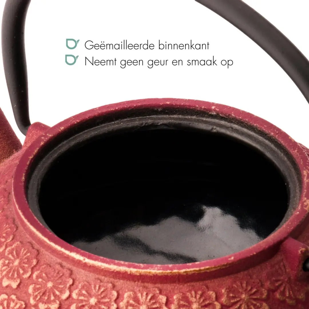 Bredemeijer Giftset Shanghai Theepot 0,6L Roze/Goud - 2 Kopjes