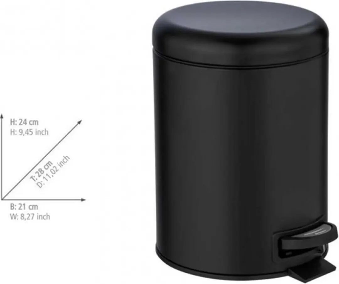 Wenko Leman 5L Pedaalemmer - 5 Liter - Zwart mat