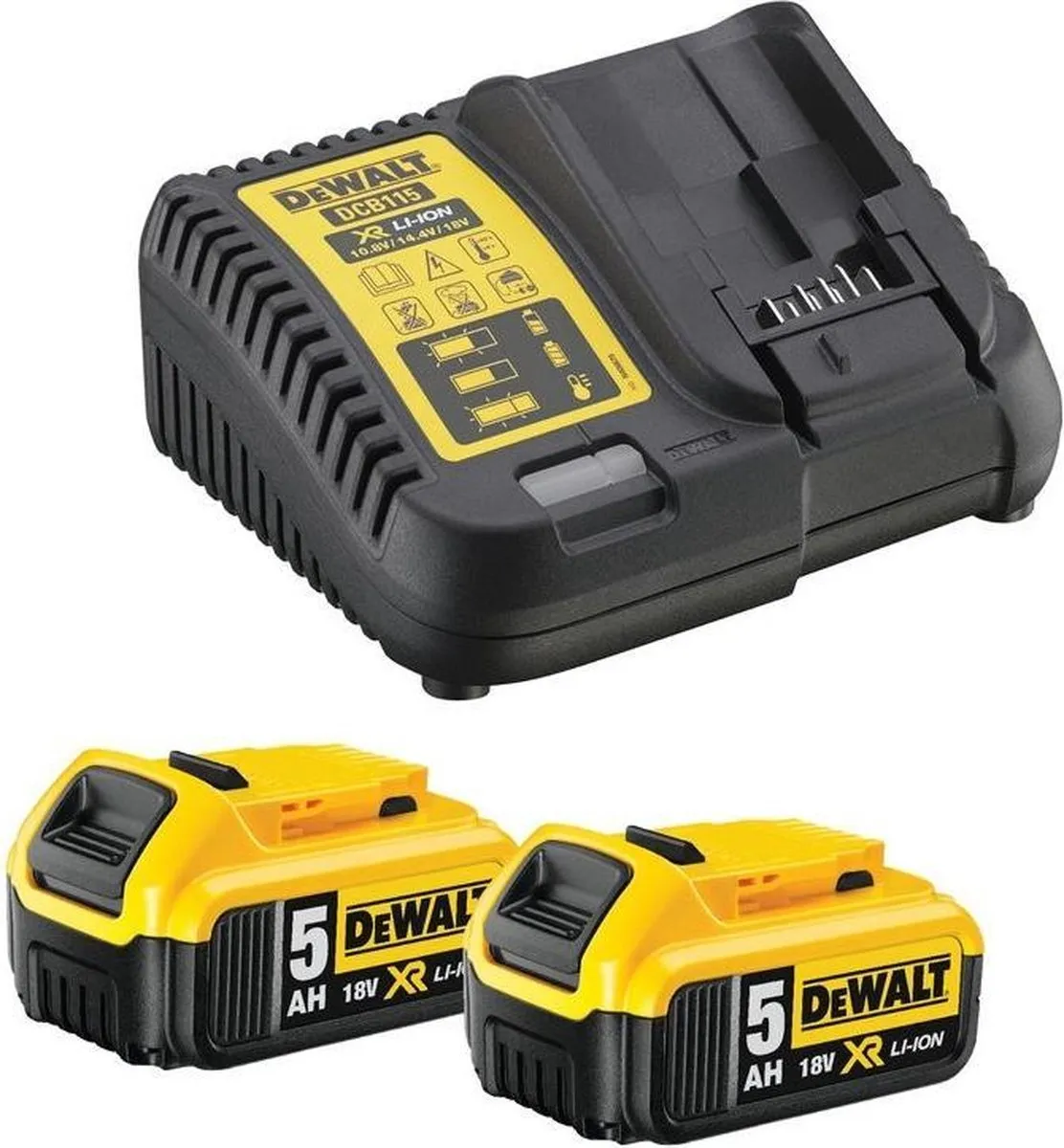 DeWalt DCB115P2 Starterset 18V - 2x 5.0Ah Li-ion Accu + Lader