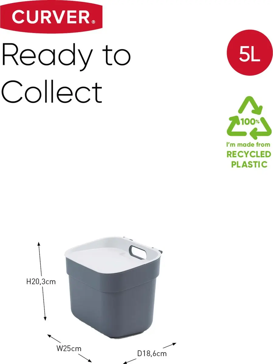 Curver Ready to Collect Prullenbak 5L - Donkergrijs
