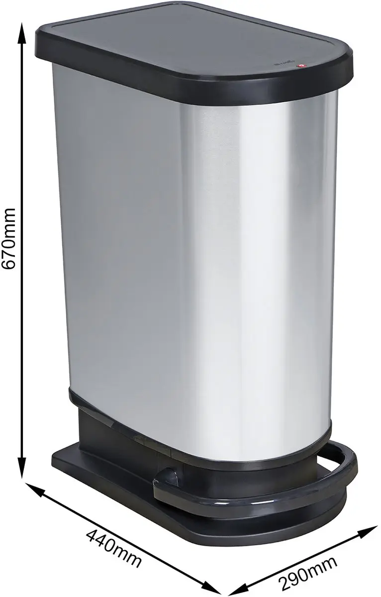 Rotho Paso Mono Pedaalemmer 50L - Zilvermetallic