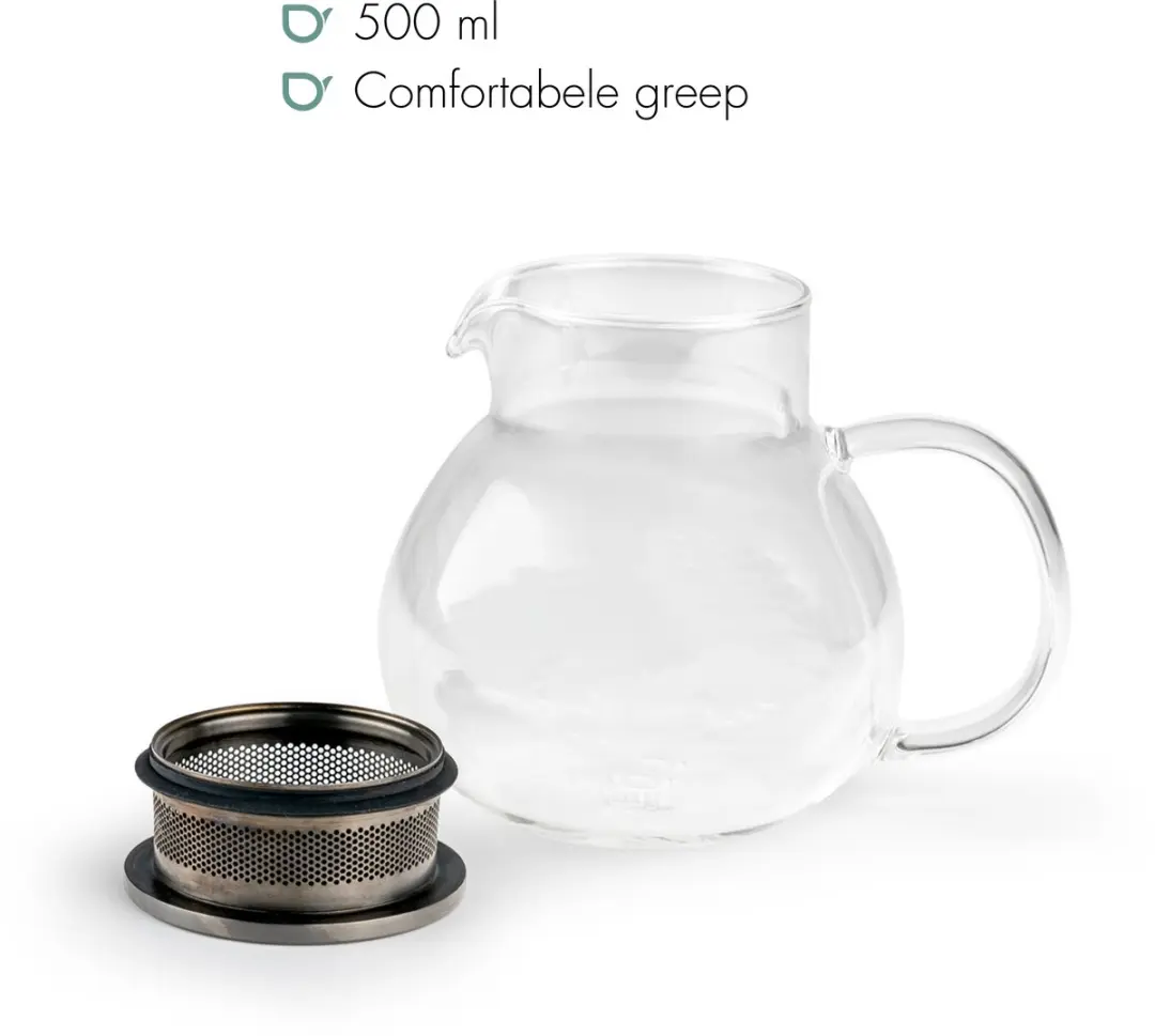 Bredemeijer Teamaster Dubbelwandig 500ml Theepot - Glas met Zeef