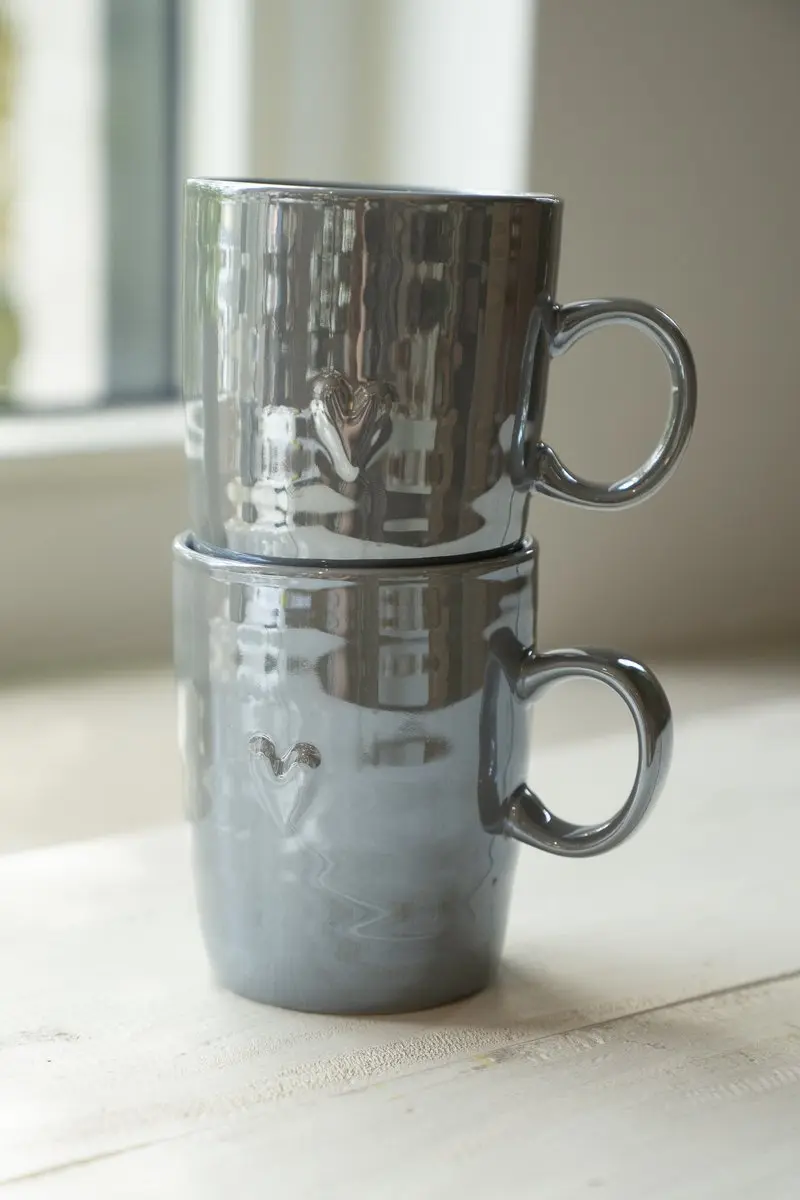 Zusss Cadeauset Theemok grijsblauw - 2 Stuks