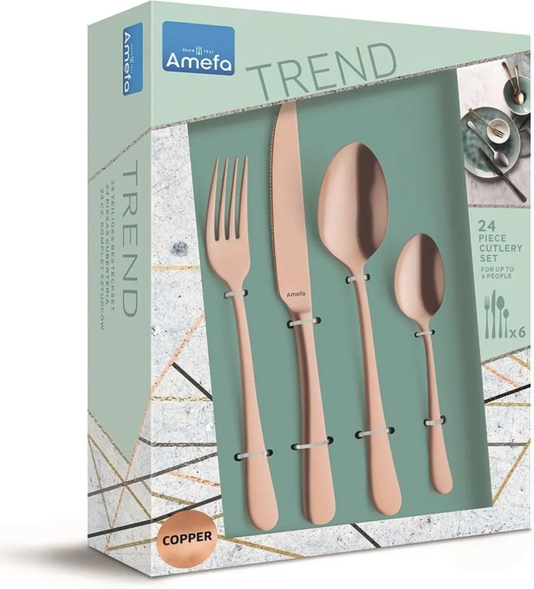 Amefa Austin Vintage Bestekset 24-delig - 6 Personen - Koper