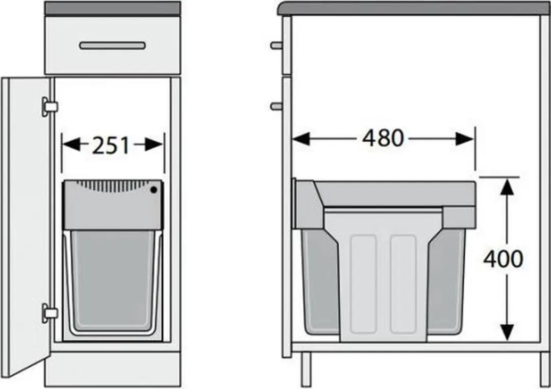 Hailo Tandem De Luxe AE366611 Inbouw Prullenbak 31L - Grijs