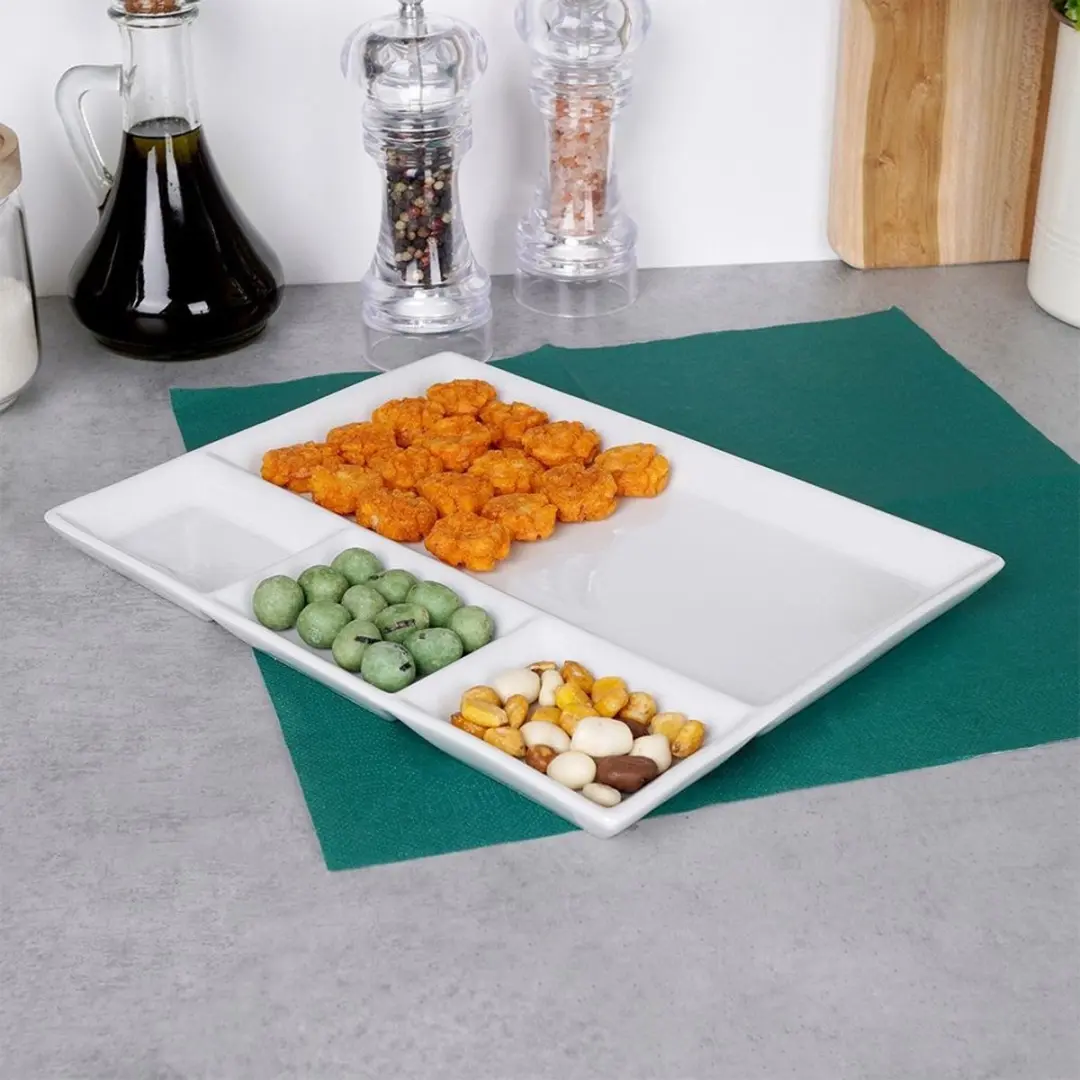 Gusta Fonduebord 3-vaks 26x20cm - Wit - afbeelding 6 van 6