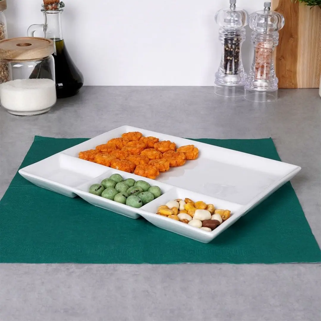 Gusta Fonduebord 3-vaks 26x20cm - Wit