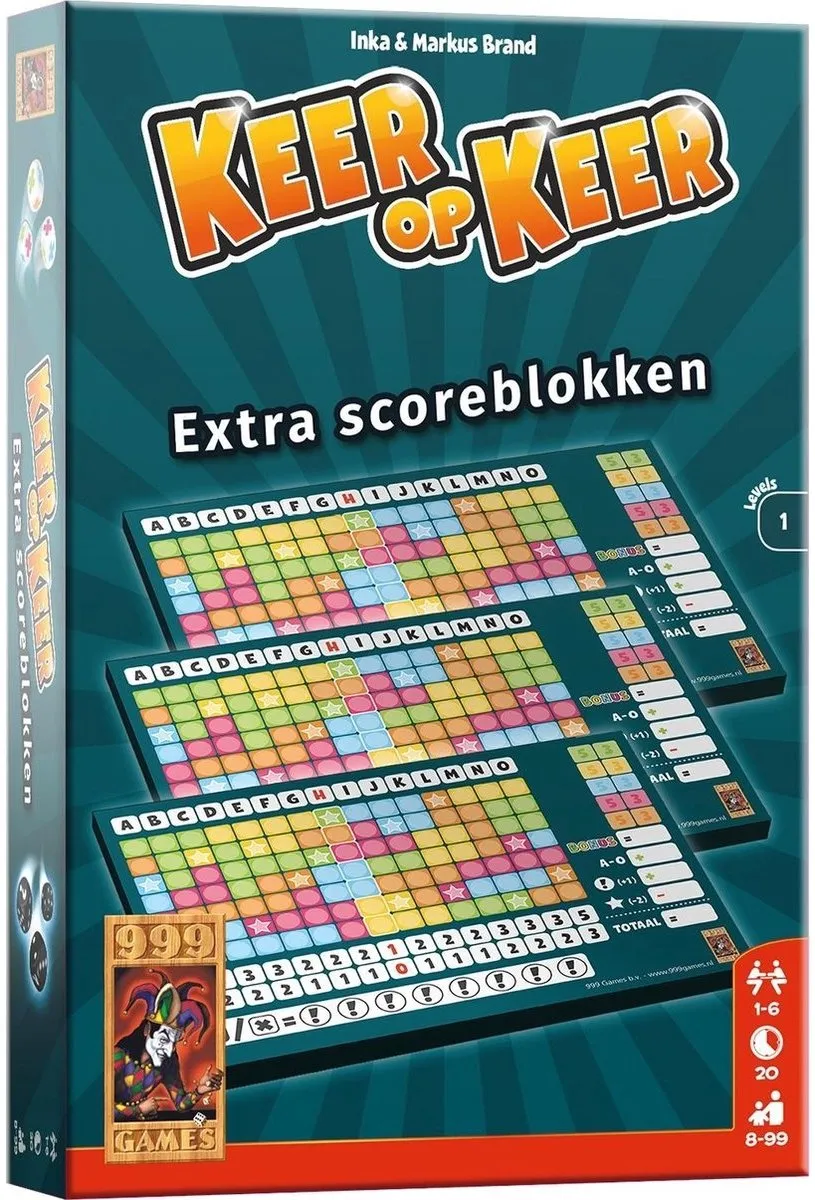 999 Games Scoreblokken Keer op Keer - 2 Stuks - Level 1 - Multi
