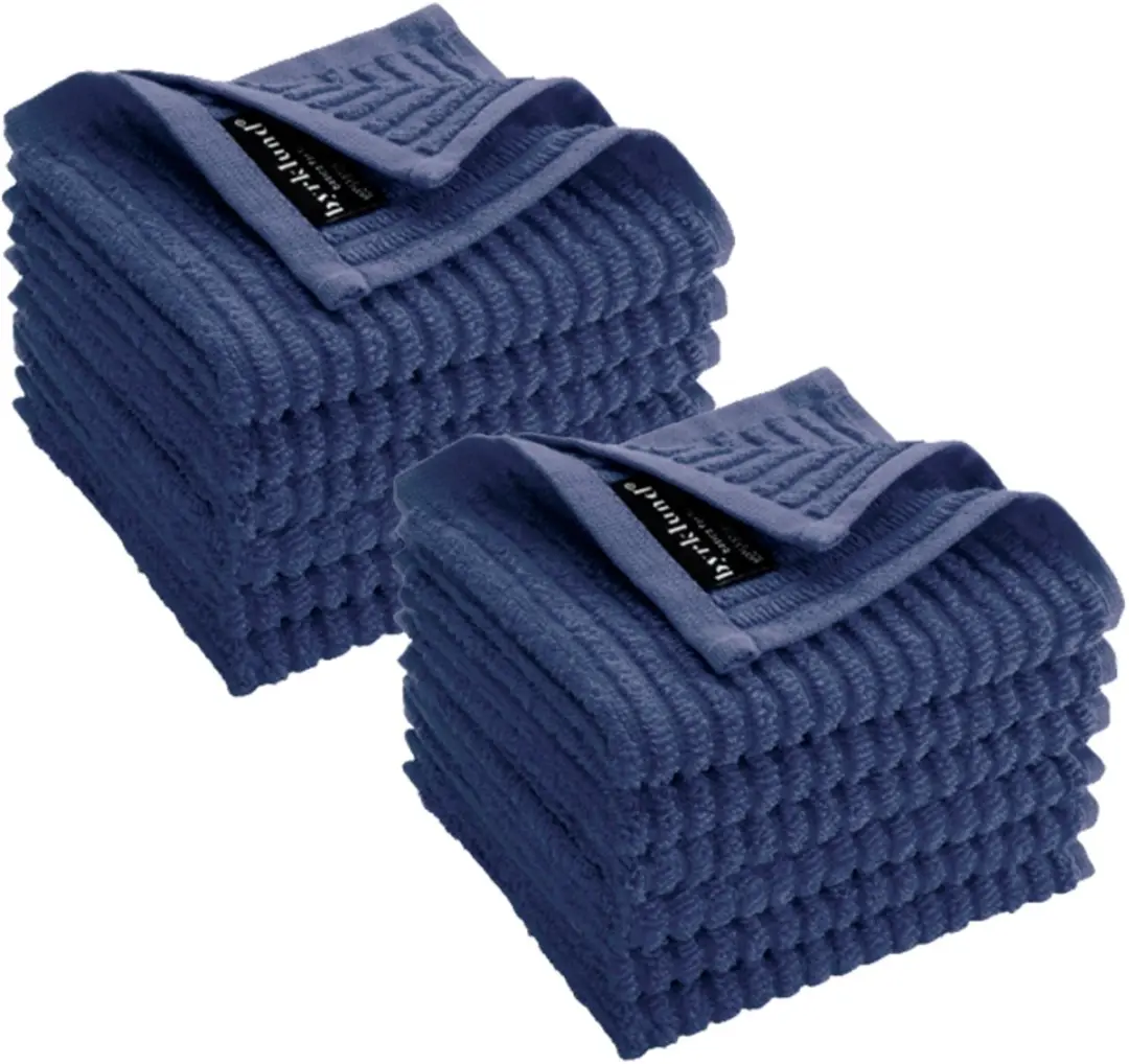 BYRKLUND Vaatdoek Clean & Shiny Blauw - 12 Stuks 100% Katoen