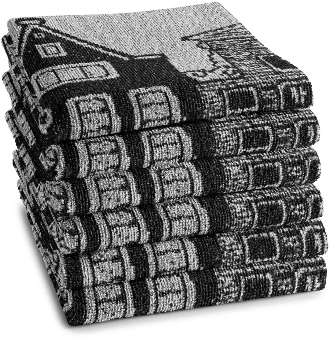 DDDDD Canal Keukendoek - Set van 6 - 50x55cm - Zwart