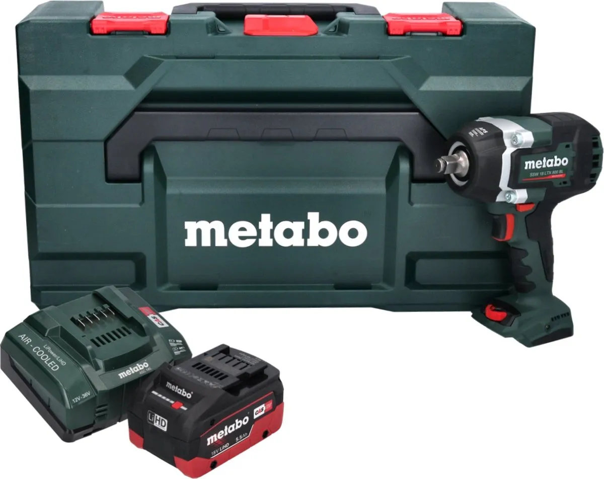 Metabo SSW 18 LTX 800 BL Slagmoersleutel - 800Nm - 18V - 5,5Ah - met accu & oplader