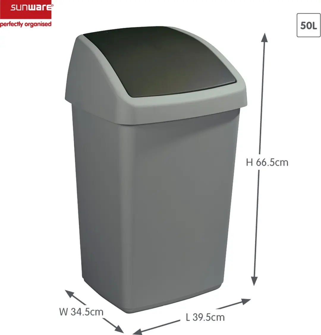 Sunware Delta Prullenbak 50L - Set van 2 - Grijs