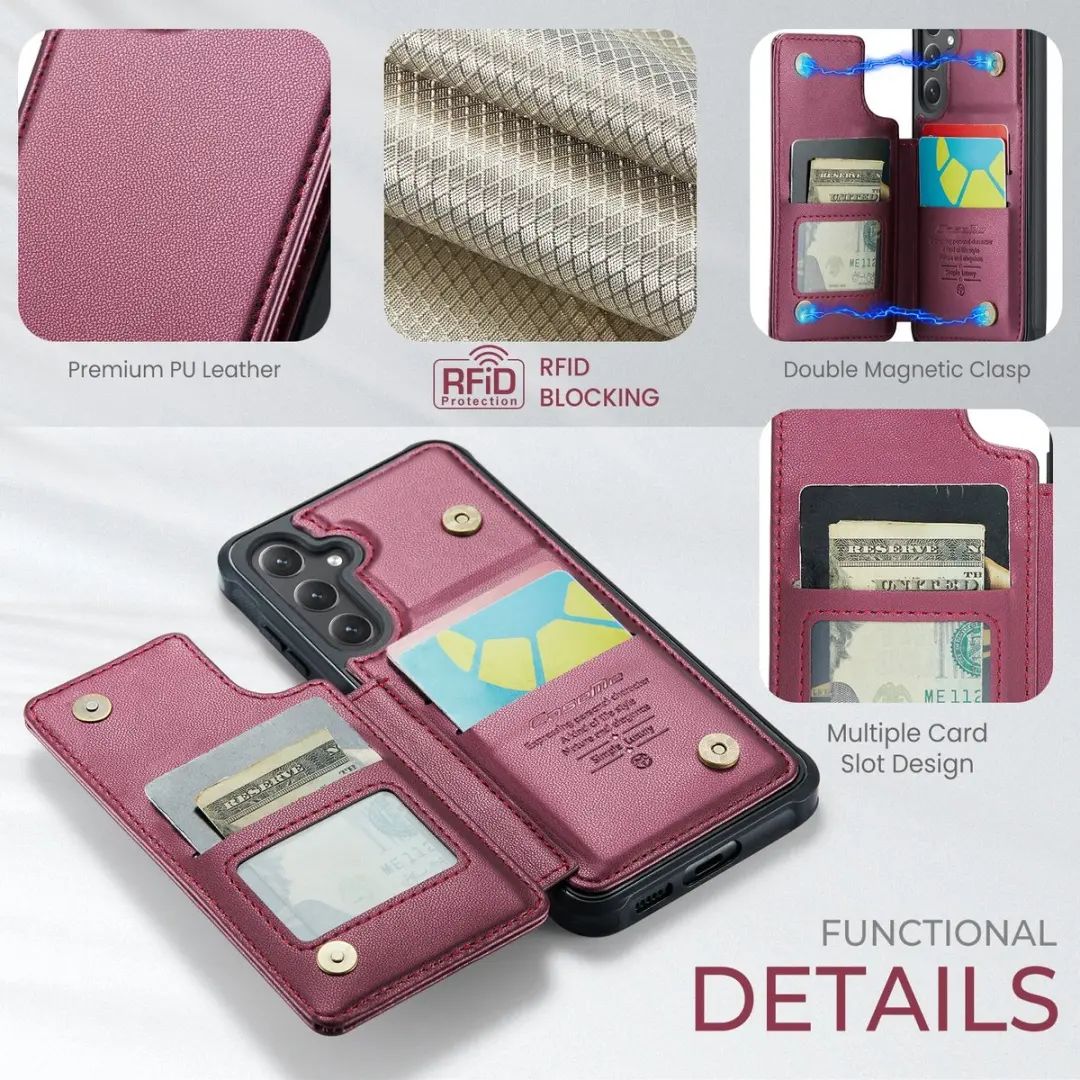 CaseMe C22 Hoesje Samsung Galaxy S26 - Rood - 5 Pasjes