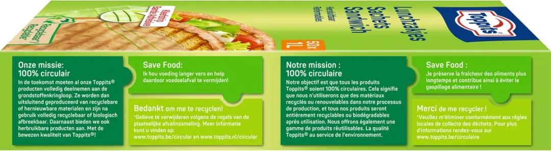 Toppits Lunchzakjes 1L - 50 Stuks - Transparant
