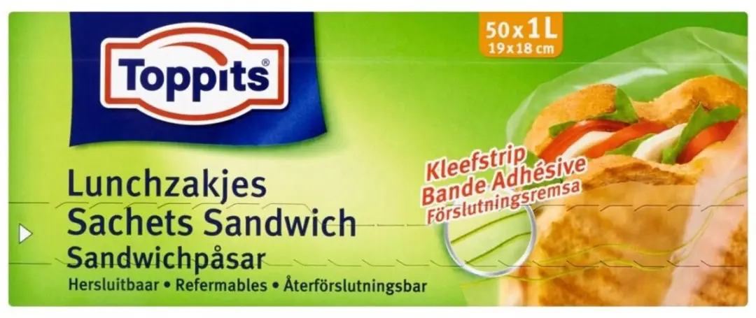 Toppits Lunchzakjes 1L - 50 Stuks - Transparant