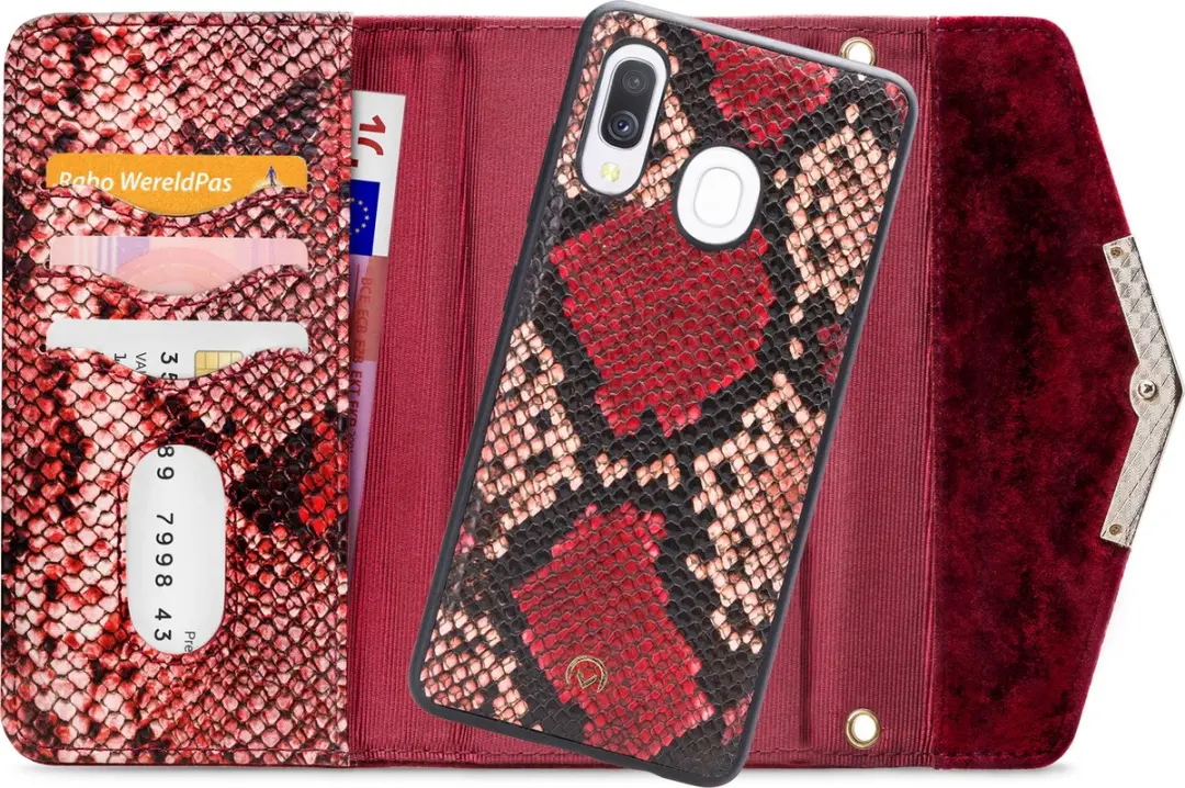 Mobilize Velvet Clutch Samsung Galaxy A40 - Rood - 4 Pasjes