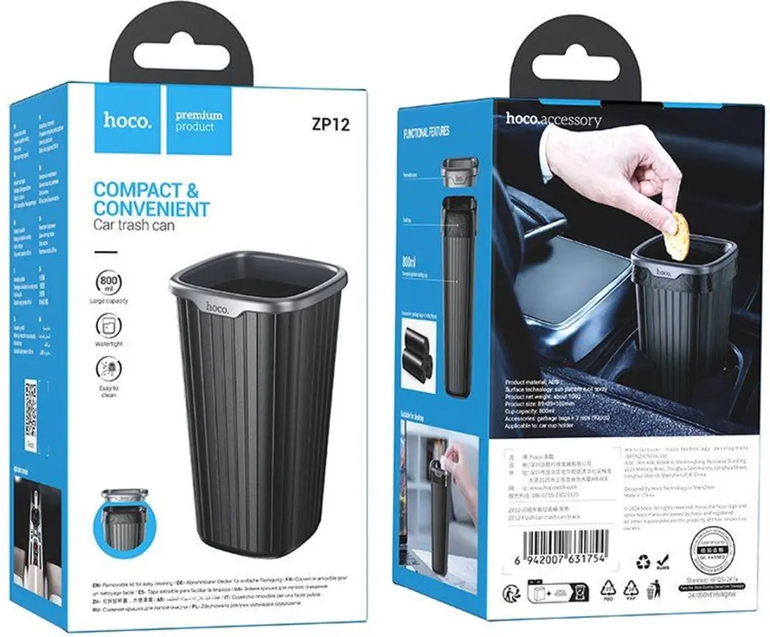 Hoco ZP12 Mini Prullenbak Auto - 800ml - 90 Stuks