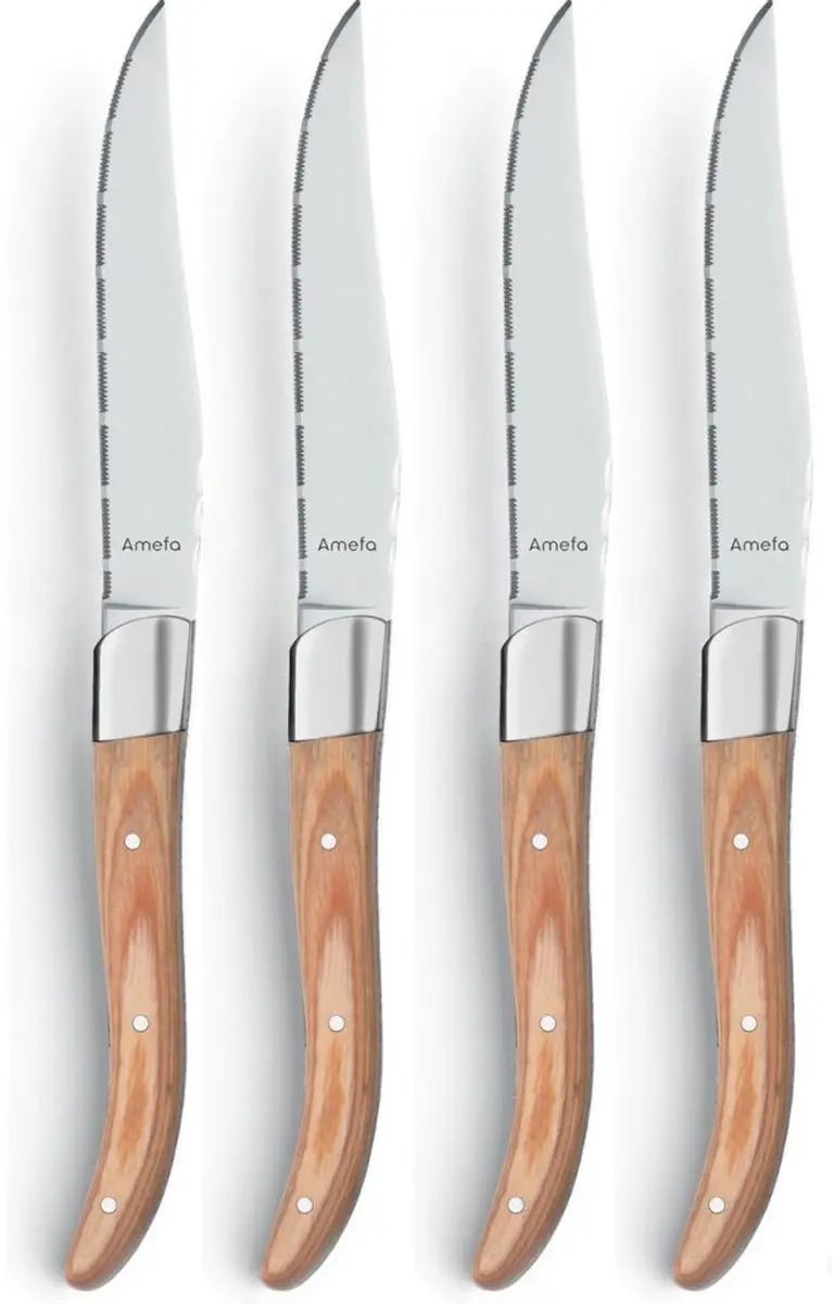 Amefa Royal Steak Steakmessen - 4-delig - Natural Wood