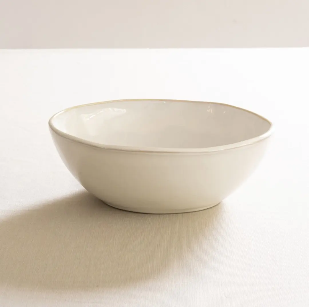 Dutch Rose Organic Serveerschaal - Handgemaakt Stoneware 23cm - Wit