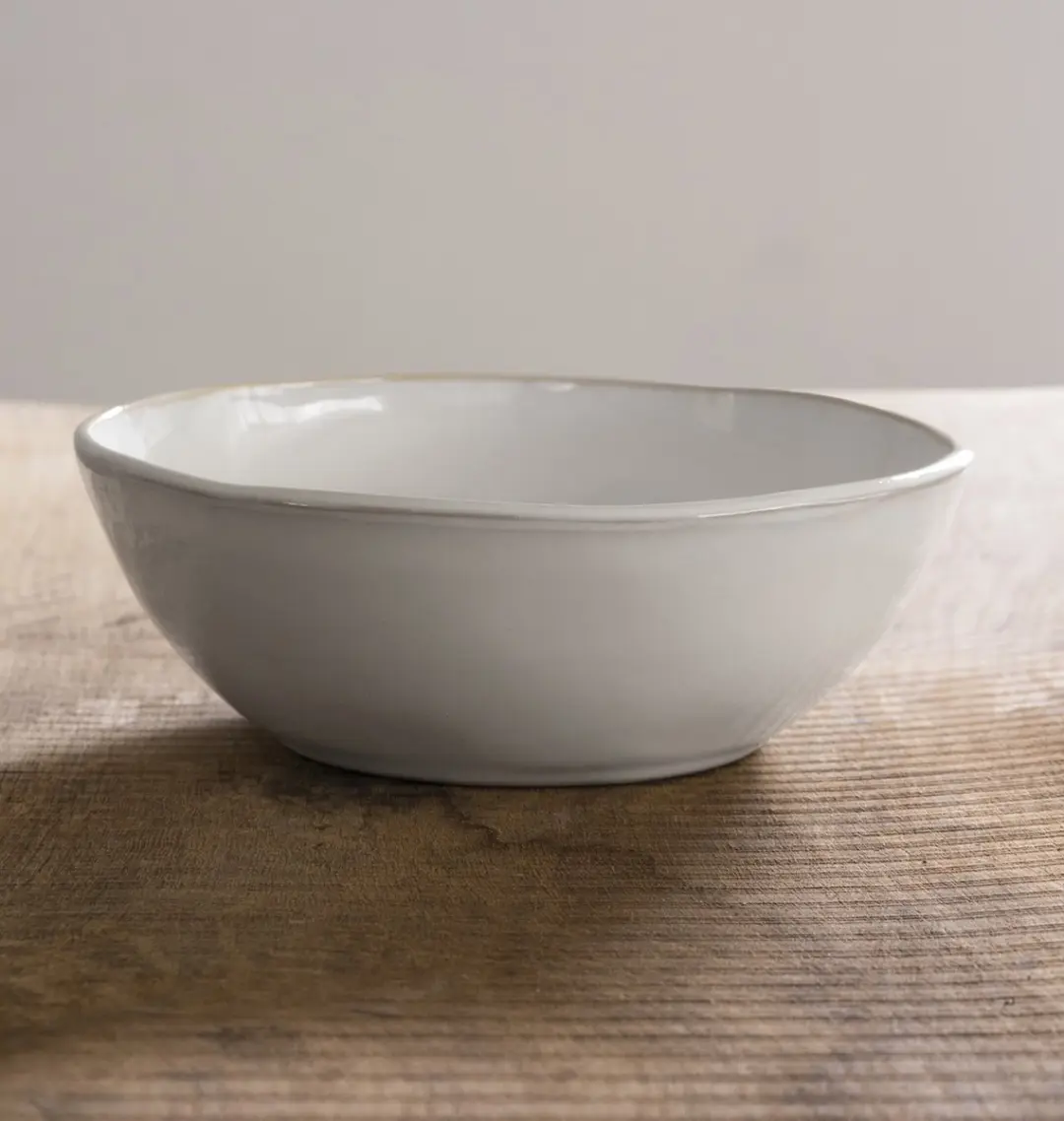 Dutch Rose Organic Serveerschaal - Handgemaakt Stoneware 23cm - Wit