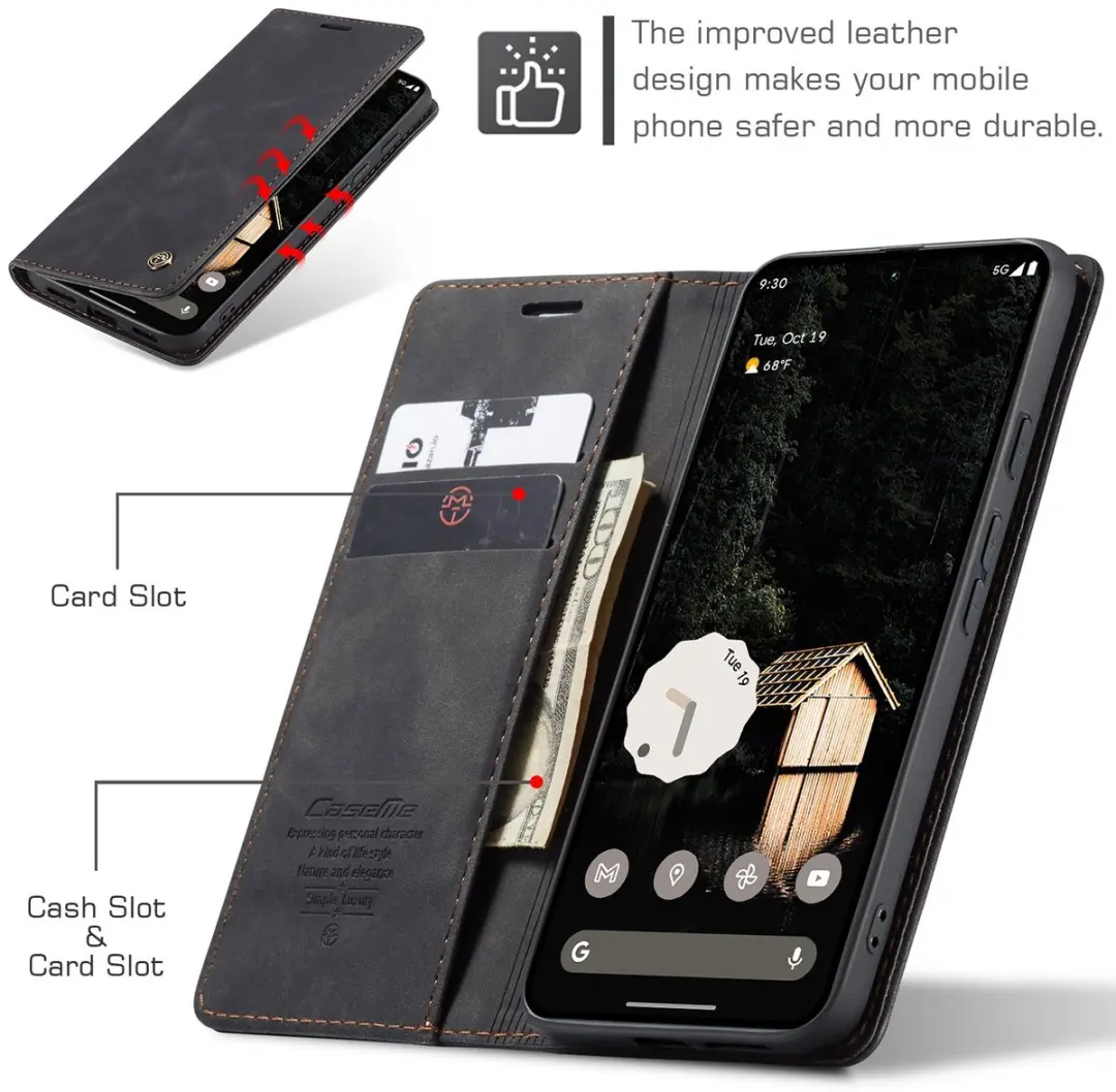 Caseme 013 Book Case Hoesje - Google Pixel 10a - 2 Pasjes - Zwart