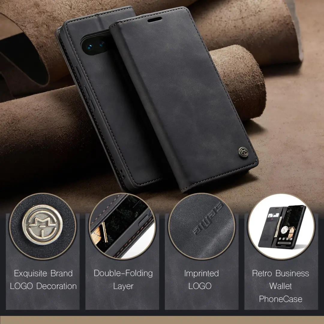 Caseme 013 Book Case Hoesje - Google Pixel 10a - 2 Pasjes - Zwart