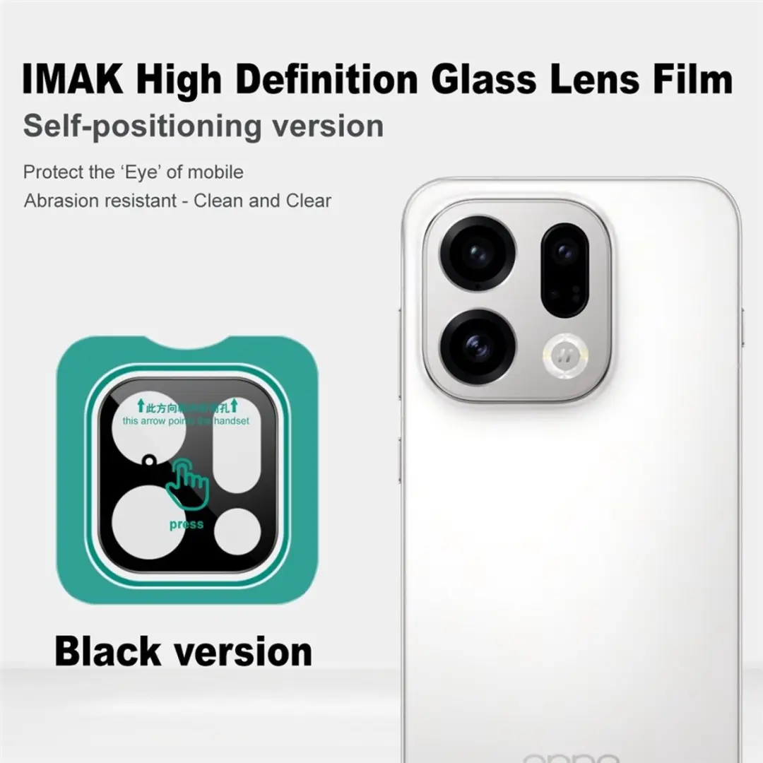 Imak 9H Tempered Glass Camera Lens Protector OPPO Find X9 - Zwart